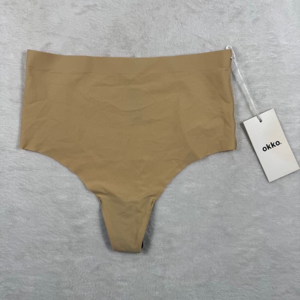 Okko Super High Waist Thong Creme Nude Seamless Underwear OK10177 S